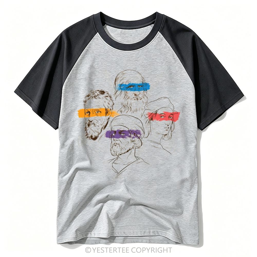 Renaissance Master Sketch Color Brush Stroke Blindfold Art Baseball T-shirt