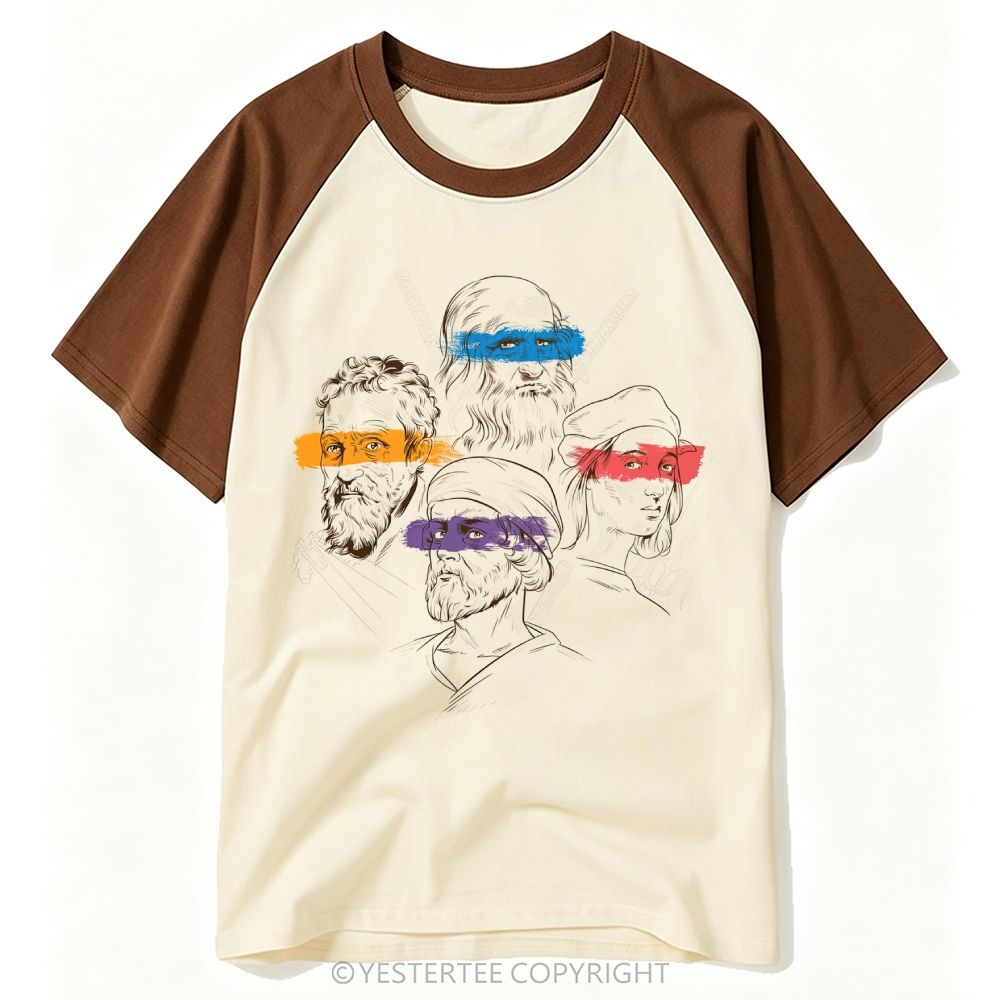 Renaissance Master Sketch Color Brush Stroke Blindfold Art Baseball T-shirt