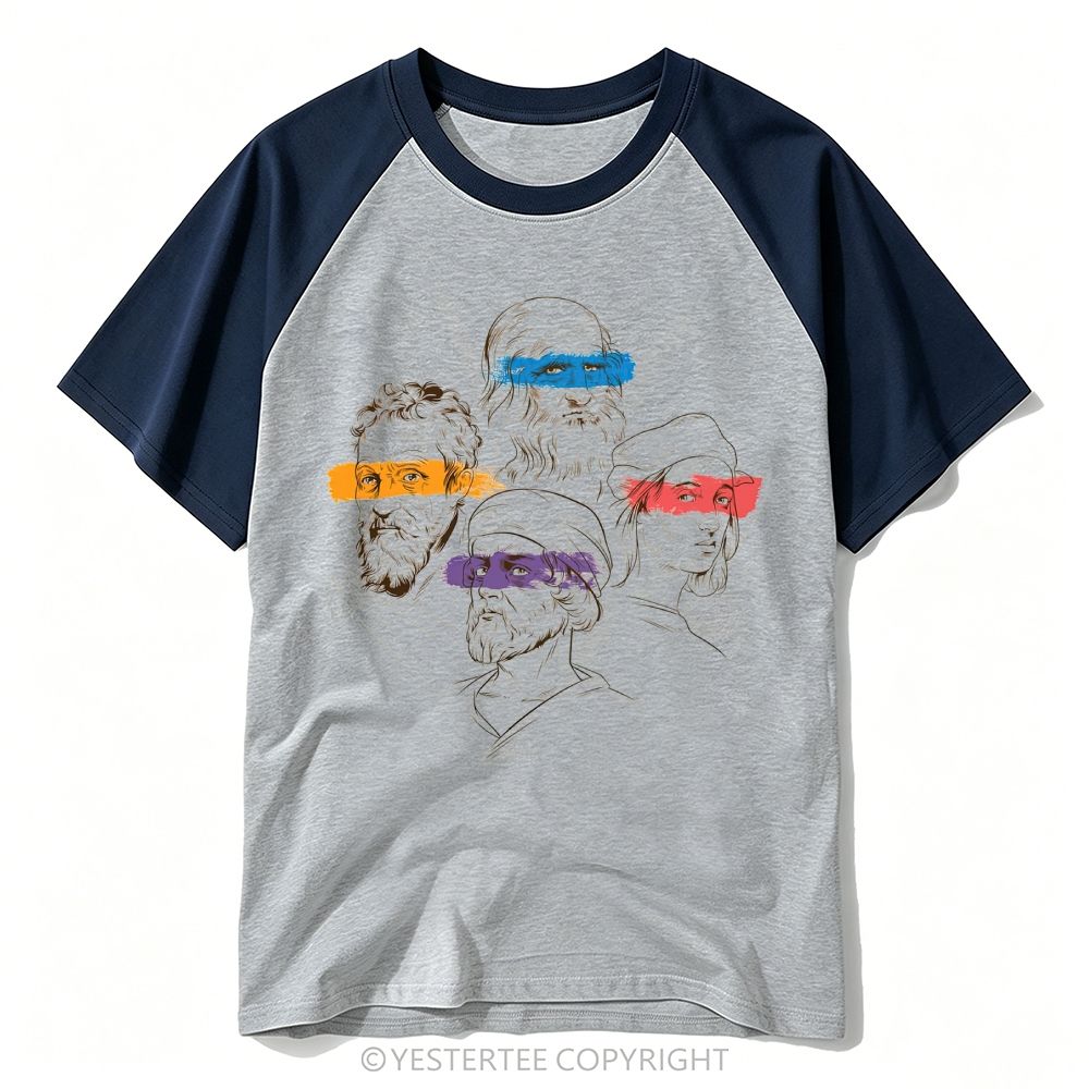 Renaissance Master Sketch Color Brush Stroke Blindfold Art Baseball T-shirt