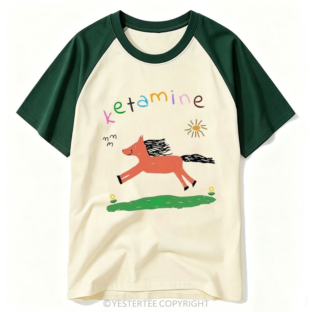 Kid Doodle Running Orange Pony Rainbow Letter Word Baseball T-shirt