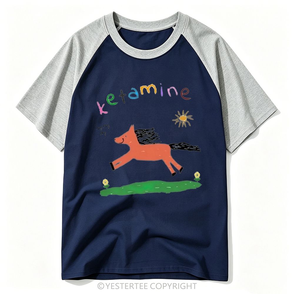 Kid Doodle Running Orange Pony Rainbow Letter Word Baseball T-shirt