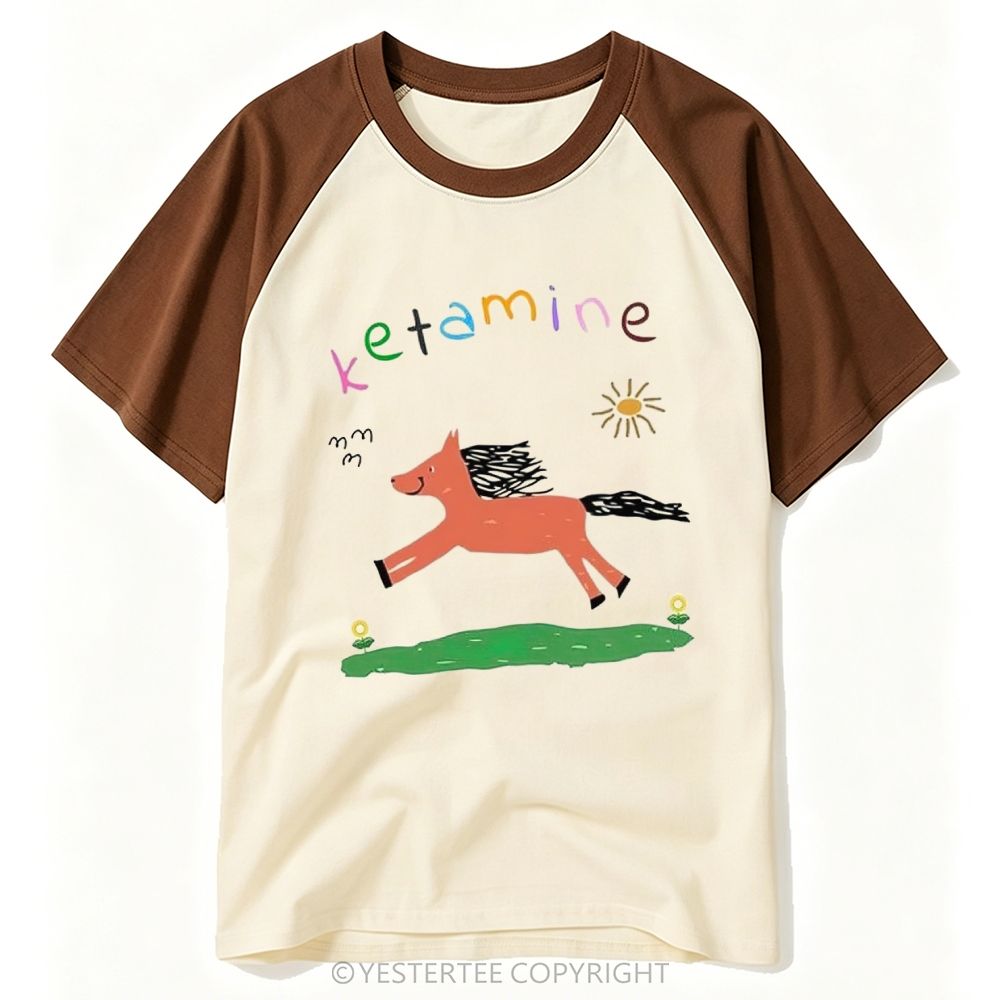 Kid Doodle Running Orange Pony Rainbow Letter Word Baseball T-shirt