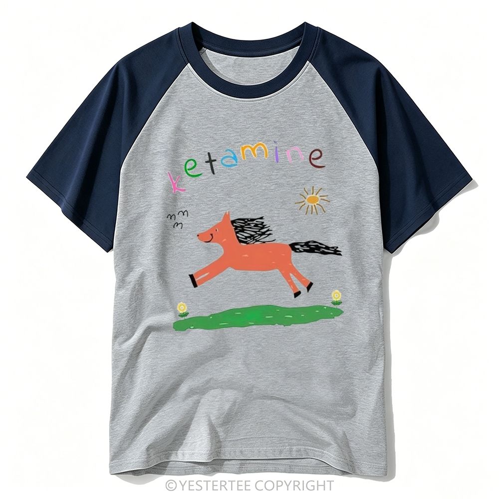 Kid Doodle Running Orange Pony Rainbow Letter Word Baseball T-shirt