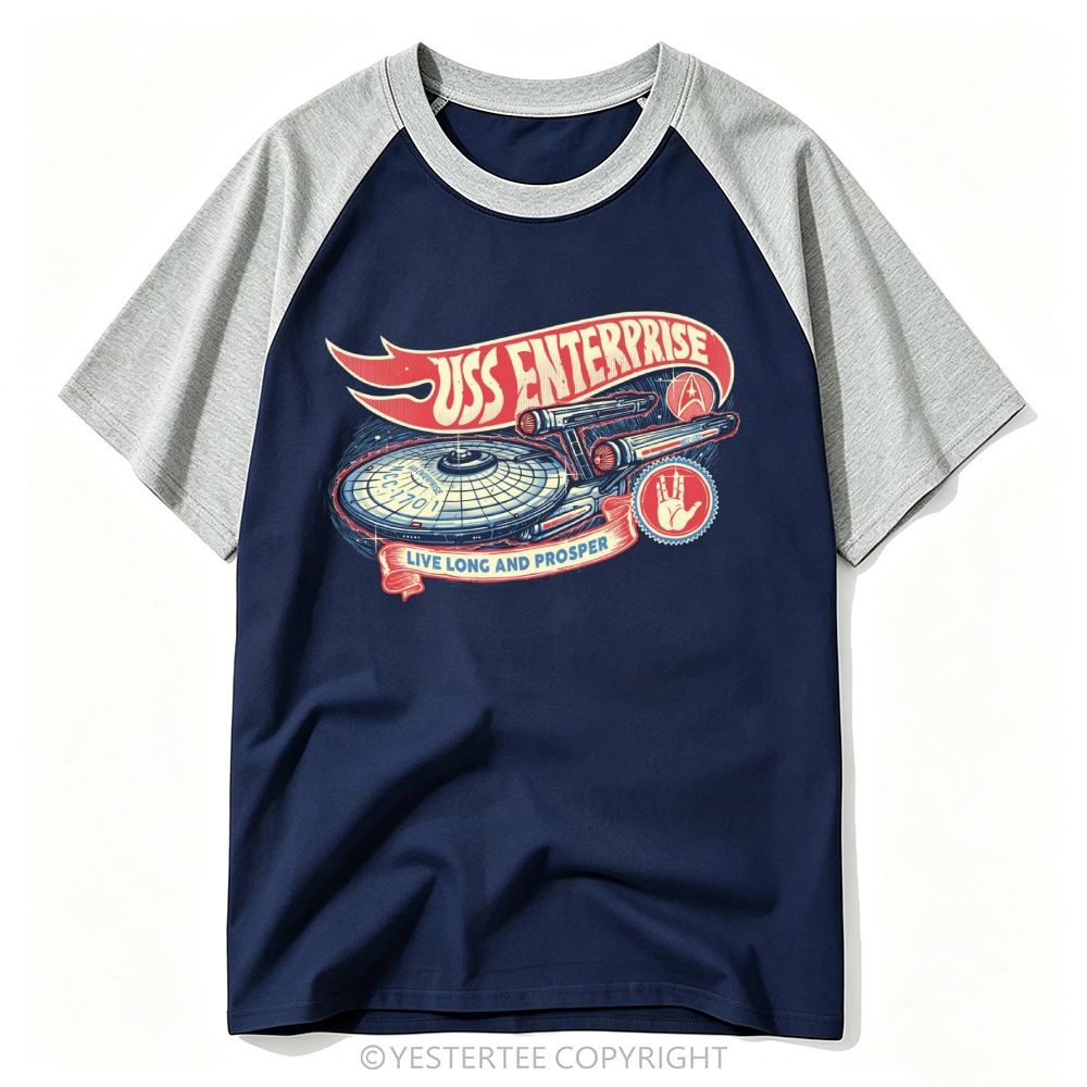 Starship Vessel Vulcan Hand Sign "Live Long And Prosper" Baseball T-shirt 