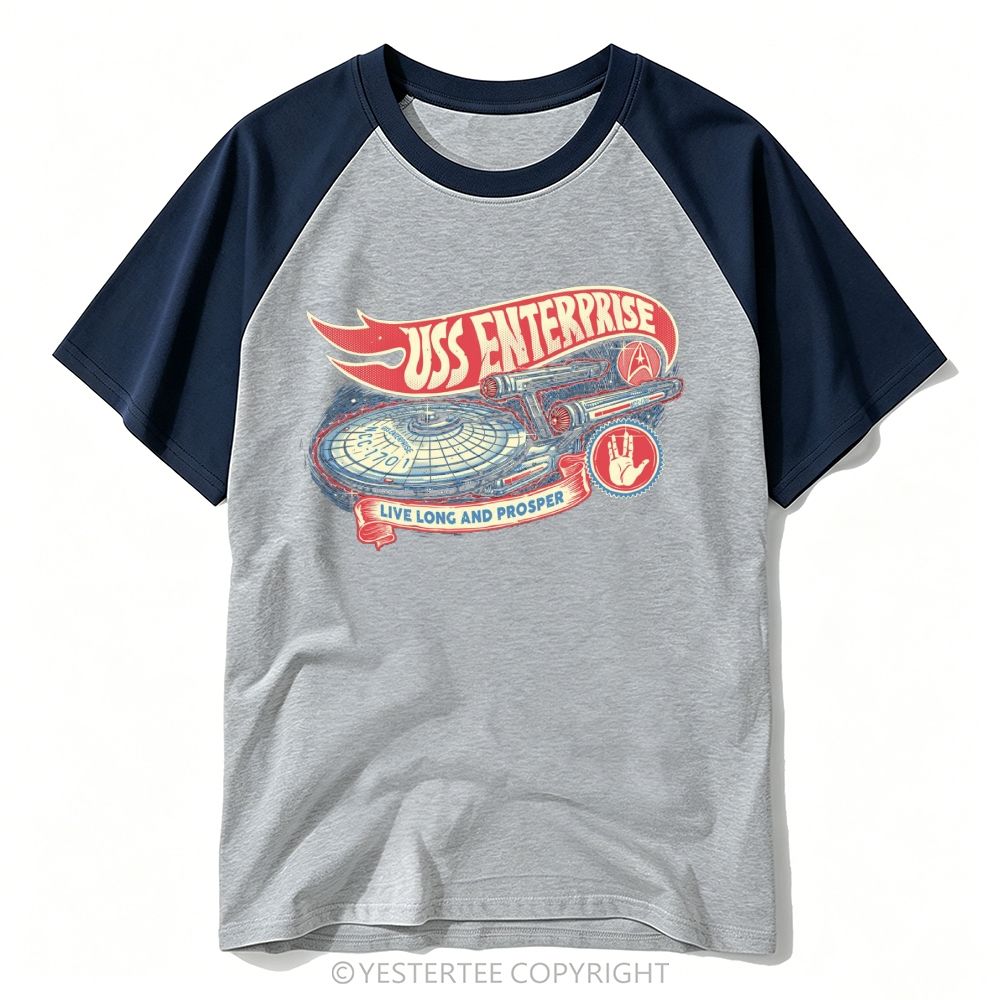 Starship Vessel Vulcan Hand Sign "Live Long And Prosper" Baseball T-shirt 