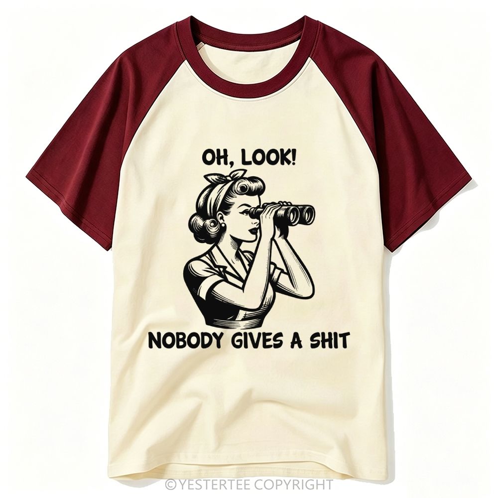 Pop Art Pin Up Woman Binoculars Sassy Rude Quote Baseball T-shirt
