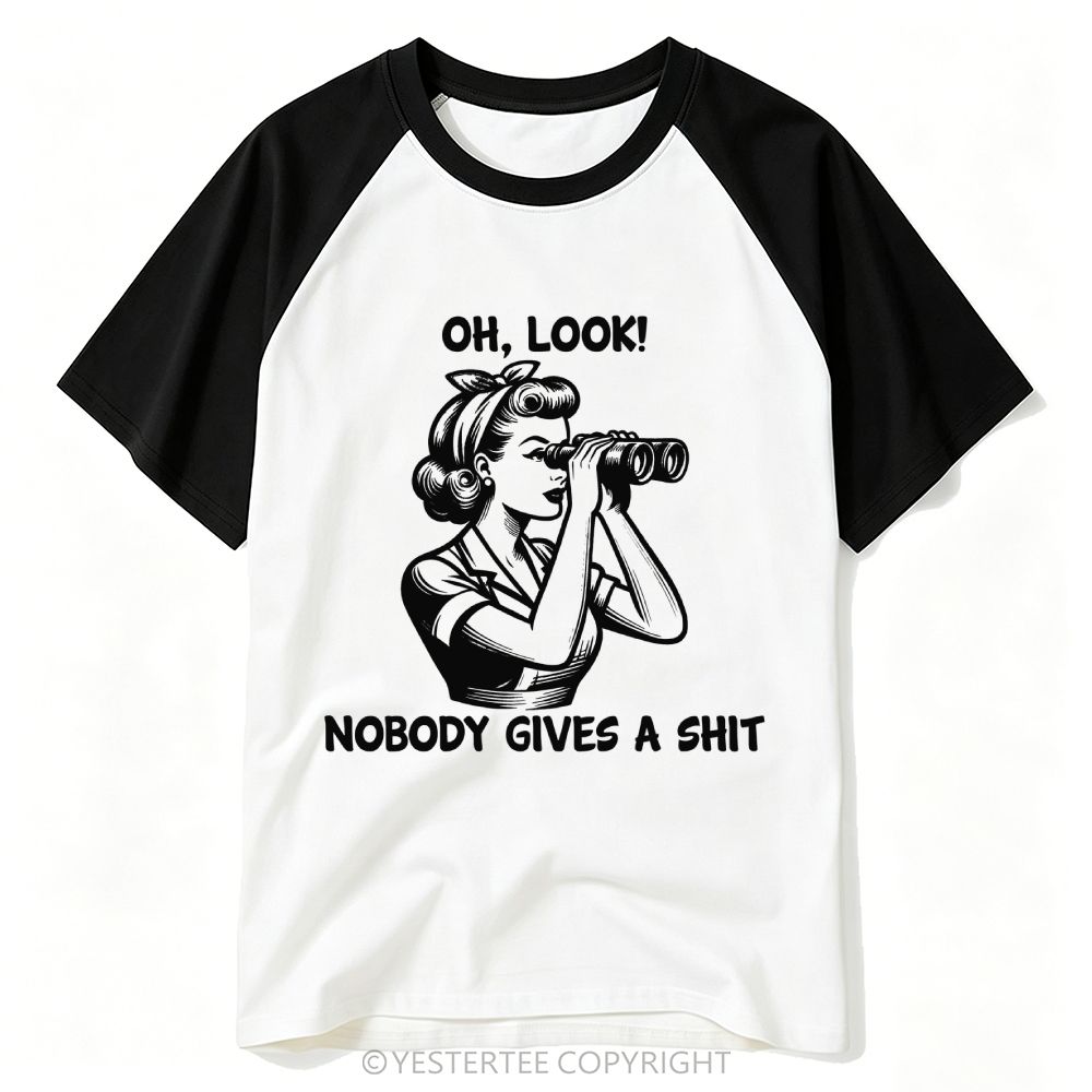 Pop Art Pin Up Woman Binoculars Sassy Rude Quote Baseball T-shirt