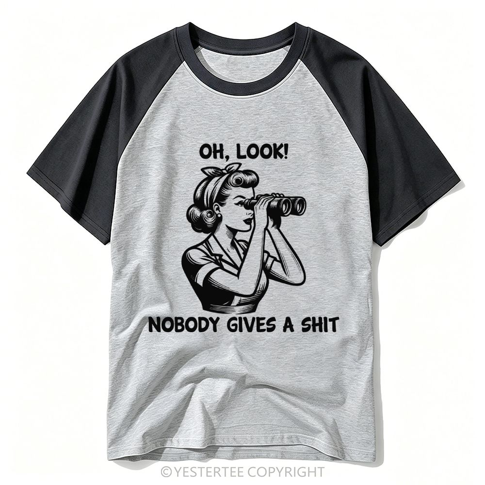 Pop Art Pin Up Woman Binoculars Sassy Rude Quote Baseball T-shirt