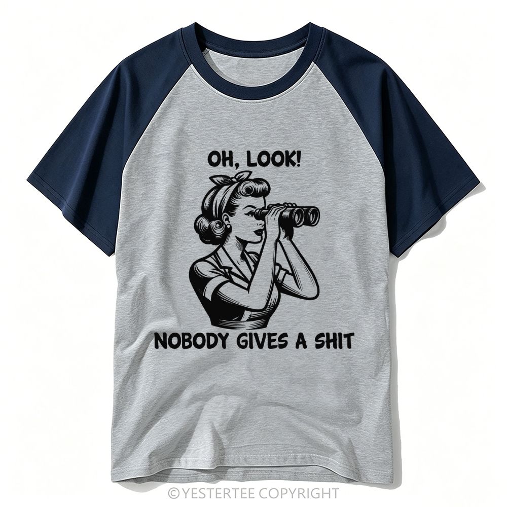 Pop Art Pin Up Woman Binoculars Sassy Rude Quote Baseball T-shirt
