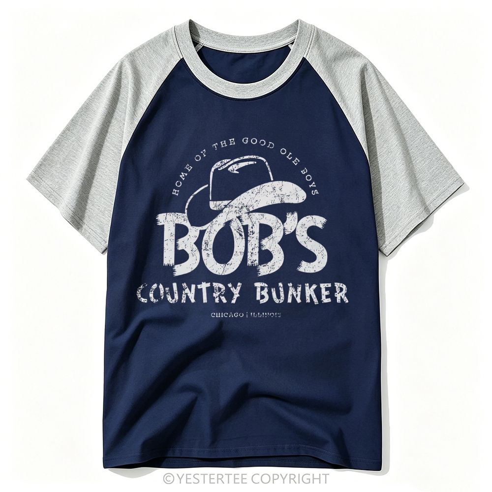 Grunge Distressed Cowboy Hat "Bob’s Country Bunker" Baseball T-shirt