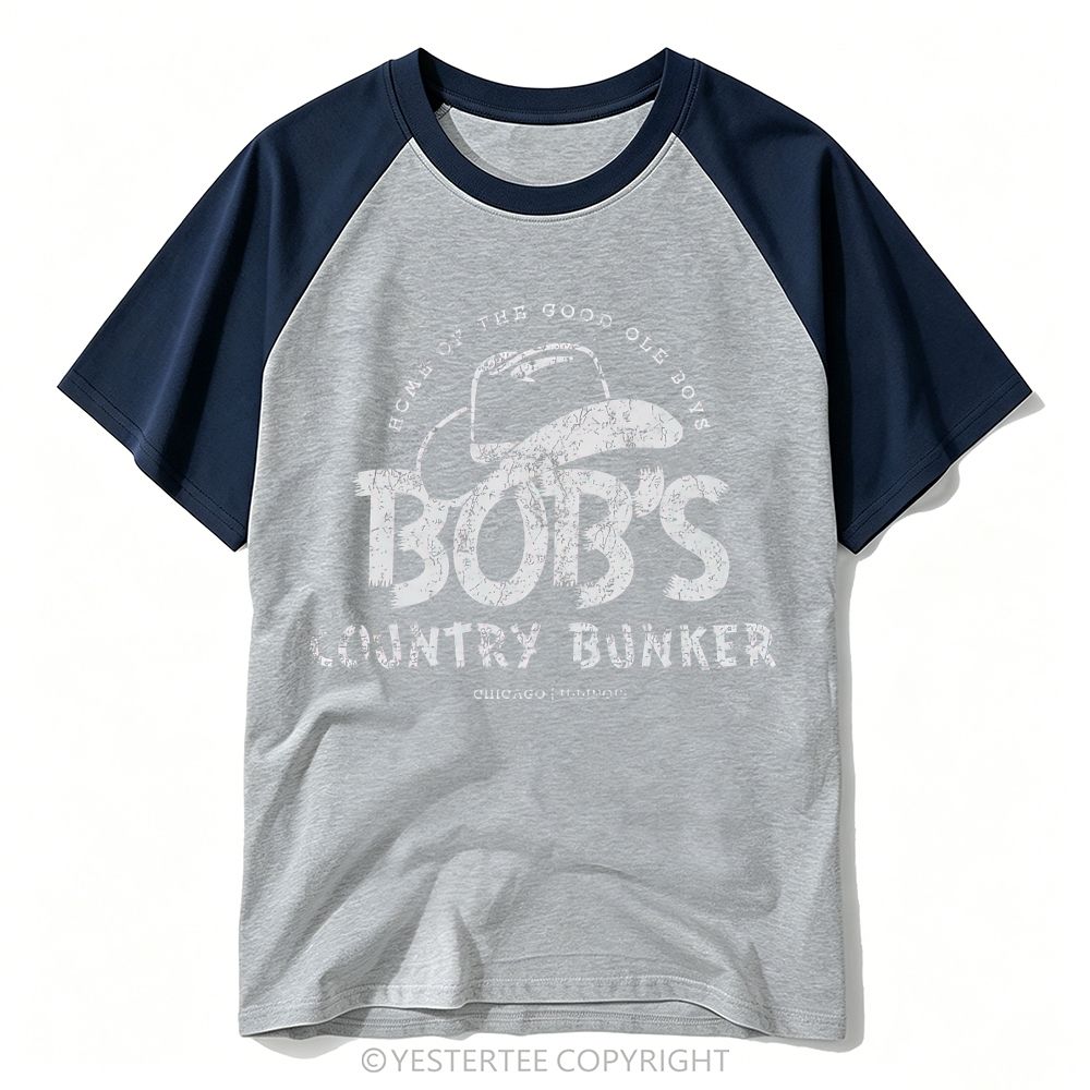 Grunge Distressed Cowboy Hat "Bob’s Country Bunker" Baseball T-shirt