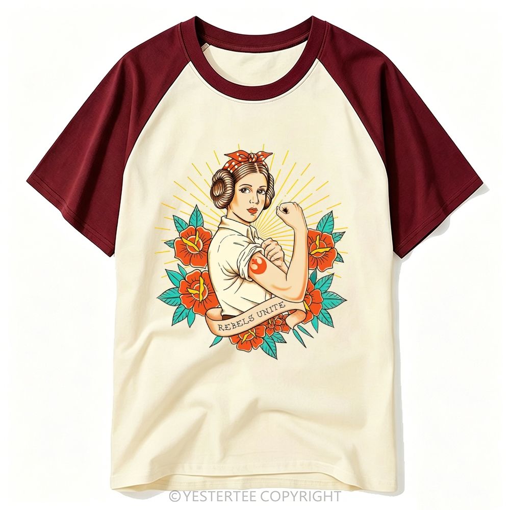 American Traditional Tattoo Rebel Princess Floral Sunburst Baseball T-shirt