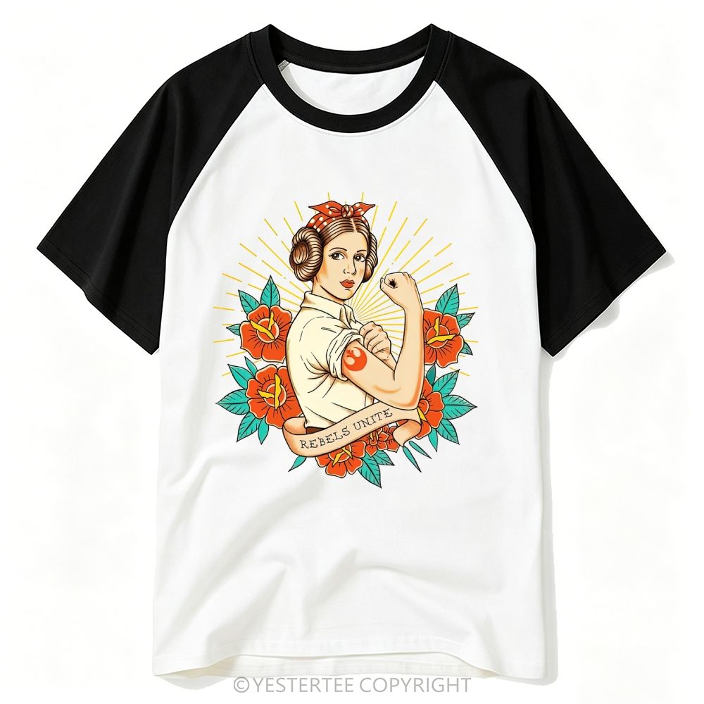 American Traditional Tattoo Rebel Princess Floral Sunburst Baseball T-shirt