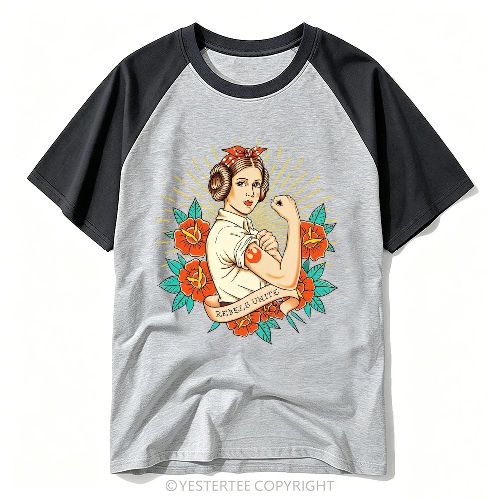 American Traditional Tattoo Rebel Princess Floral Sunburst Baseball T-shirt