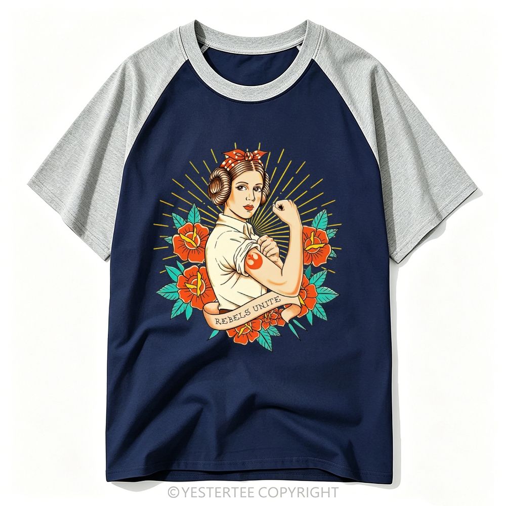 American Traditional Tattoo Rebel Princess Floral Sunburst Baseball T-shirt