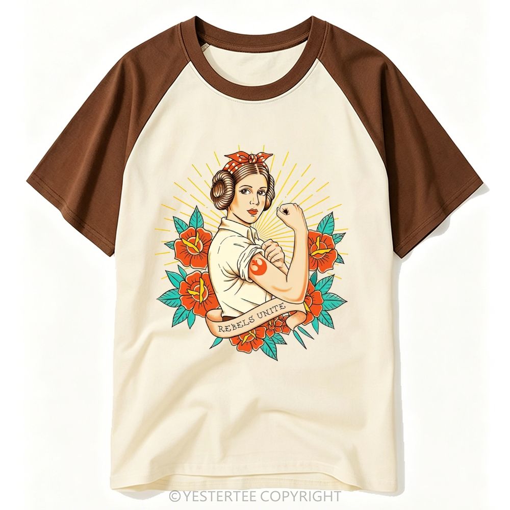 American Traditional Tattoo Rebel Princess Floral Sunburst Baseball T-shirt