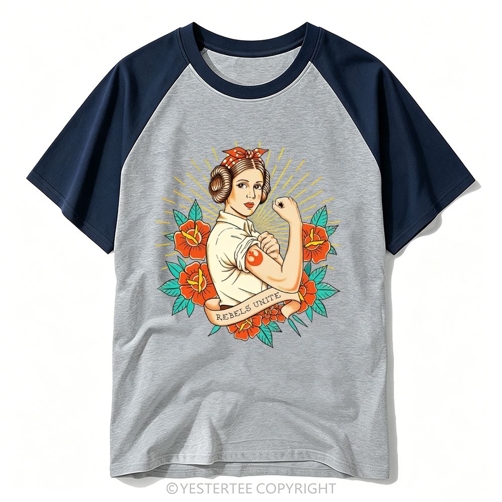 American Traditional Tattoo Rebel Princess Floral Sunburst Baseball T-shirt