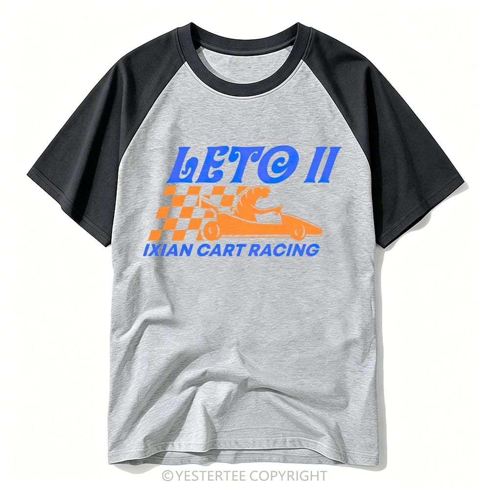 Retro Checkered Flag Sci-Fi Cart Racing "Leto II" Baseball T-shirt 