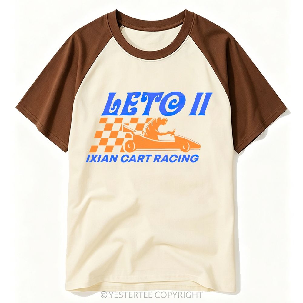 Retro Checkered Flag Sci-Fi Cart Racing "Leto II" Baseball T-shirt 