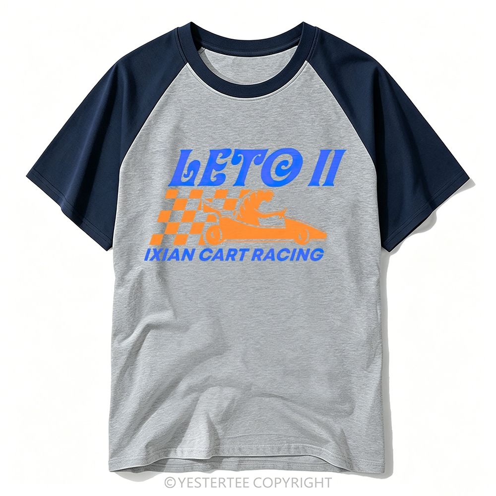 Retro Checkered Flag Sci-Fi Cart Racing "Leto II" Baseball T-shirt 