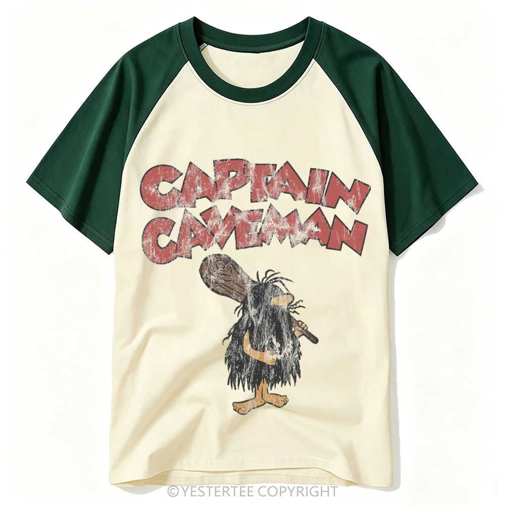 Worn Cartoon Caveman "Captain Caveman" Baseball T-shirt