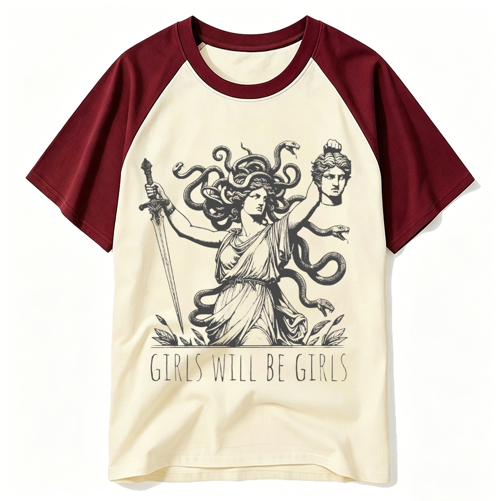 Vintage Greek Myth Medusa Baseball T-shirt 