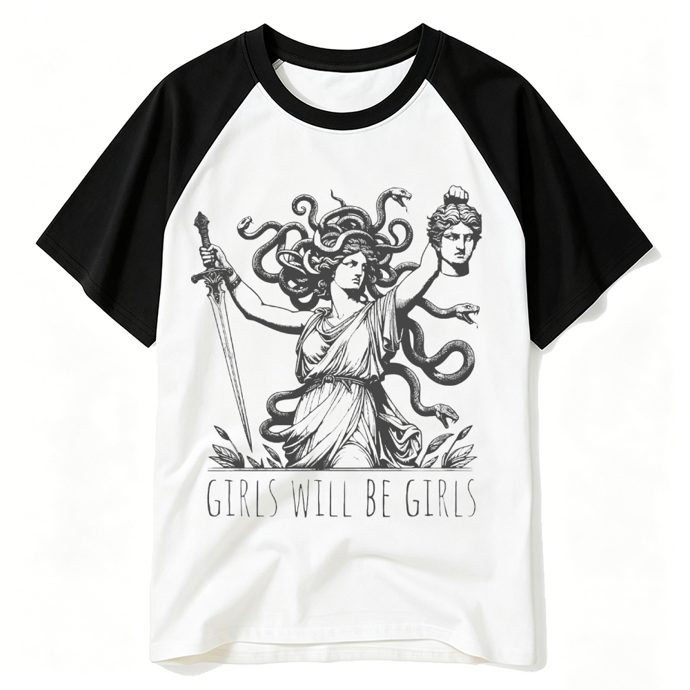 Vintage Greek Myth Medusa Baseball T-shirt 