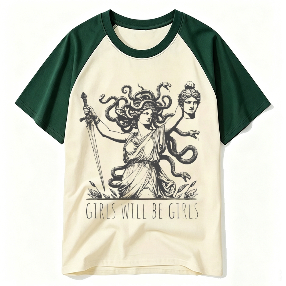 Vintage Greek Myth Medusa Baseball T-shirt 