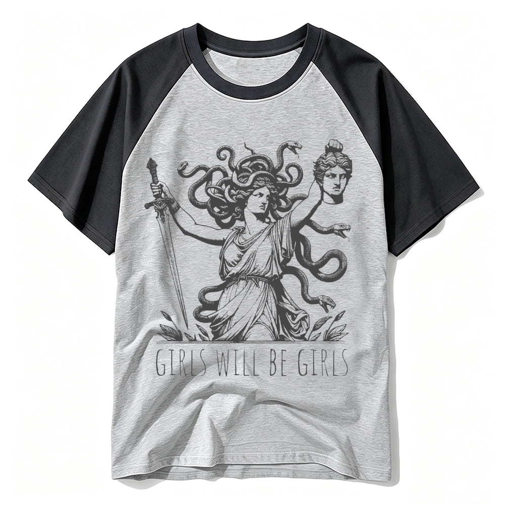Vintage Greek Myth Medusa Baseball T-shirt 