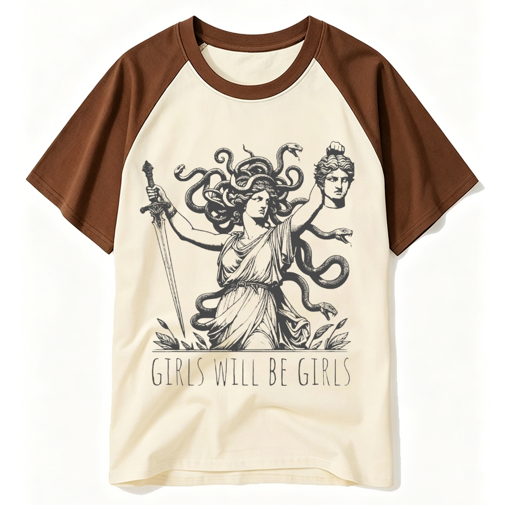 Vintage Greek Myth Medusa Baseball T-shirt 