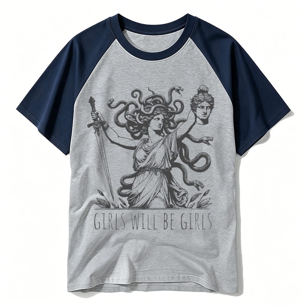 Vintage Greek Myth Medusa Baseball T-shirt 