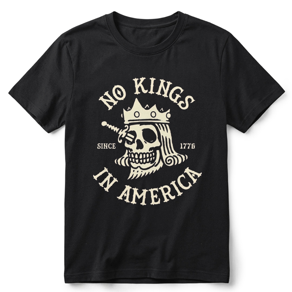 Patriotic Skull Crown Retro Cotton T-Shirt 