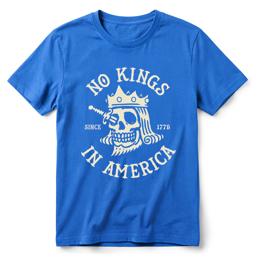 Patriotic Skull Crown Retro Cotton T-Shirt 