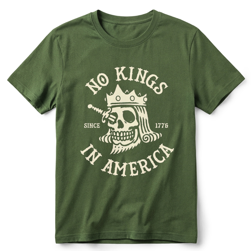 Patriotic Skull Crown Retro Cotton T-Shirt 