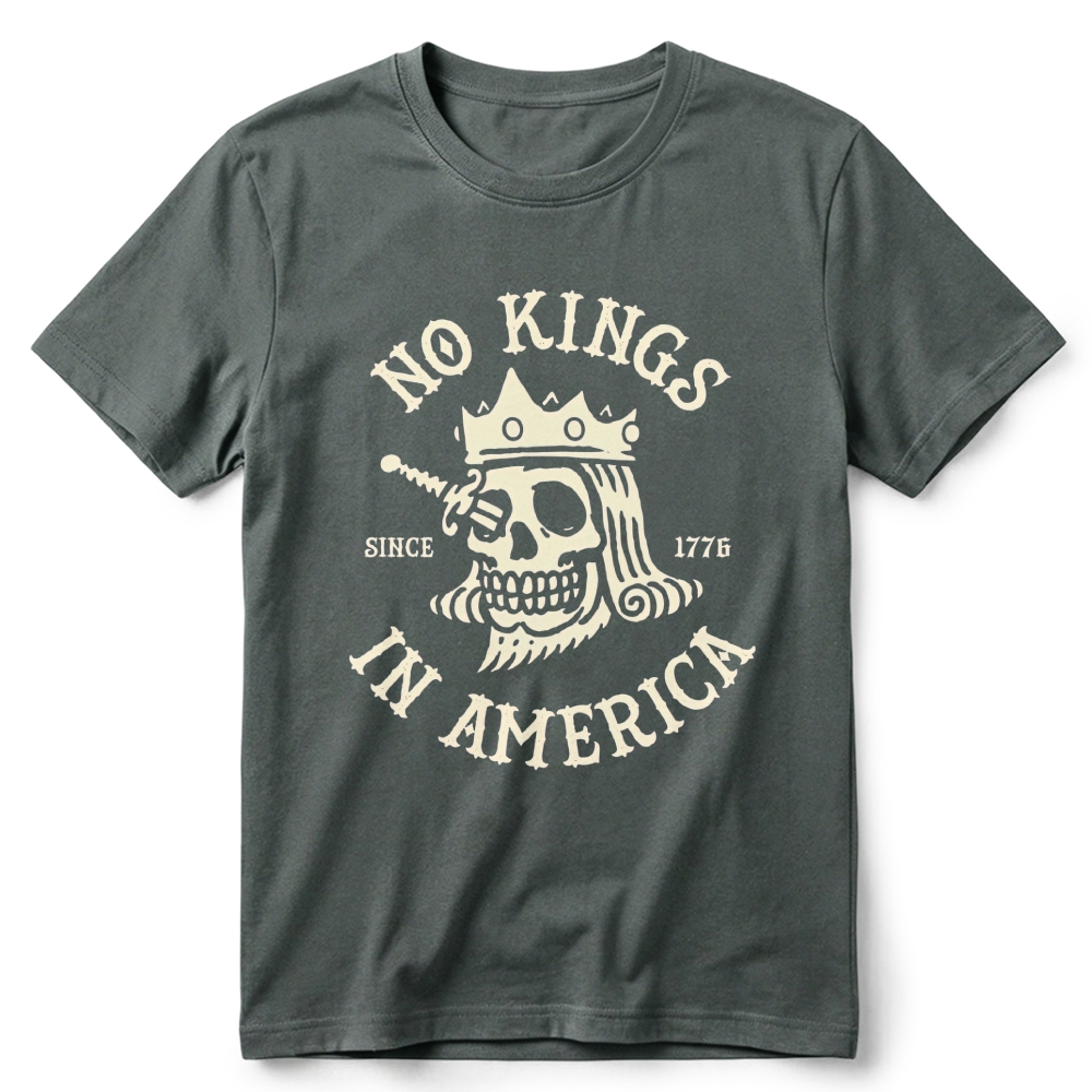 Patriotic Skull Crown Retro Cotton T-Shirt 