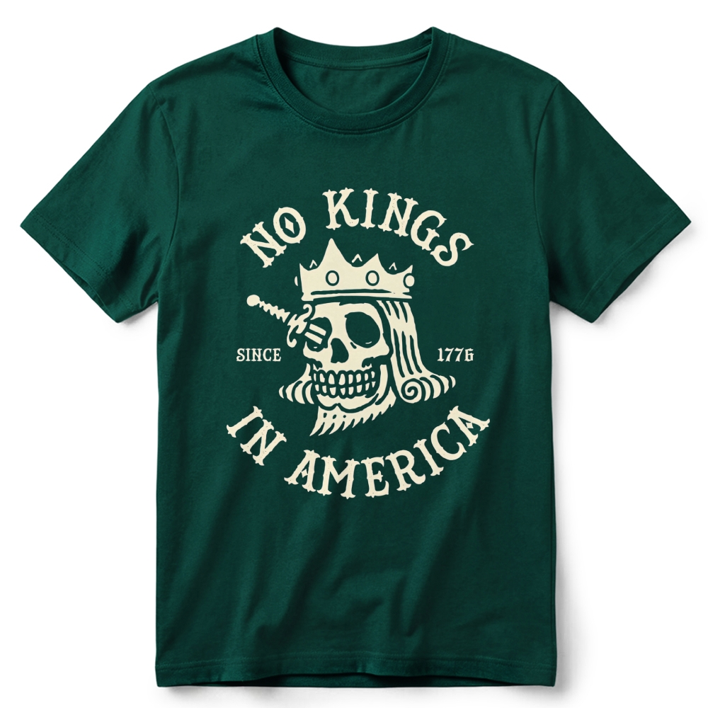 Patriotic Skull Crown Retro Cotton T-Shirt 