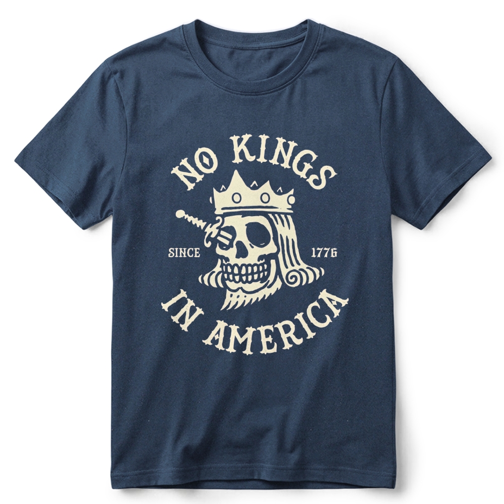 Patriotic Skull Crown Retro Cotton T-Shirt 