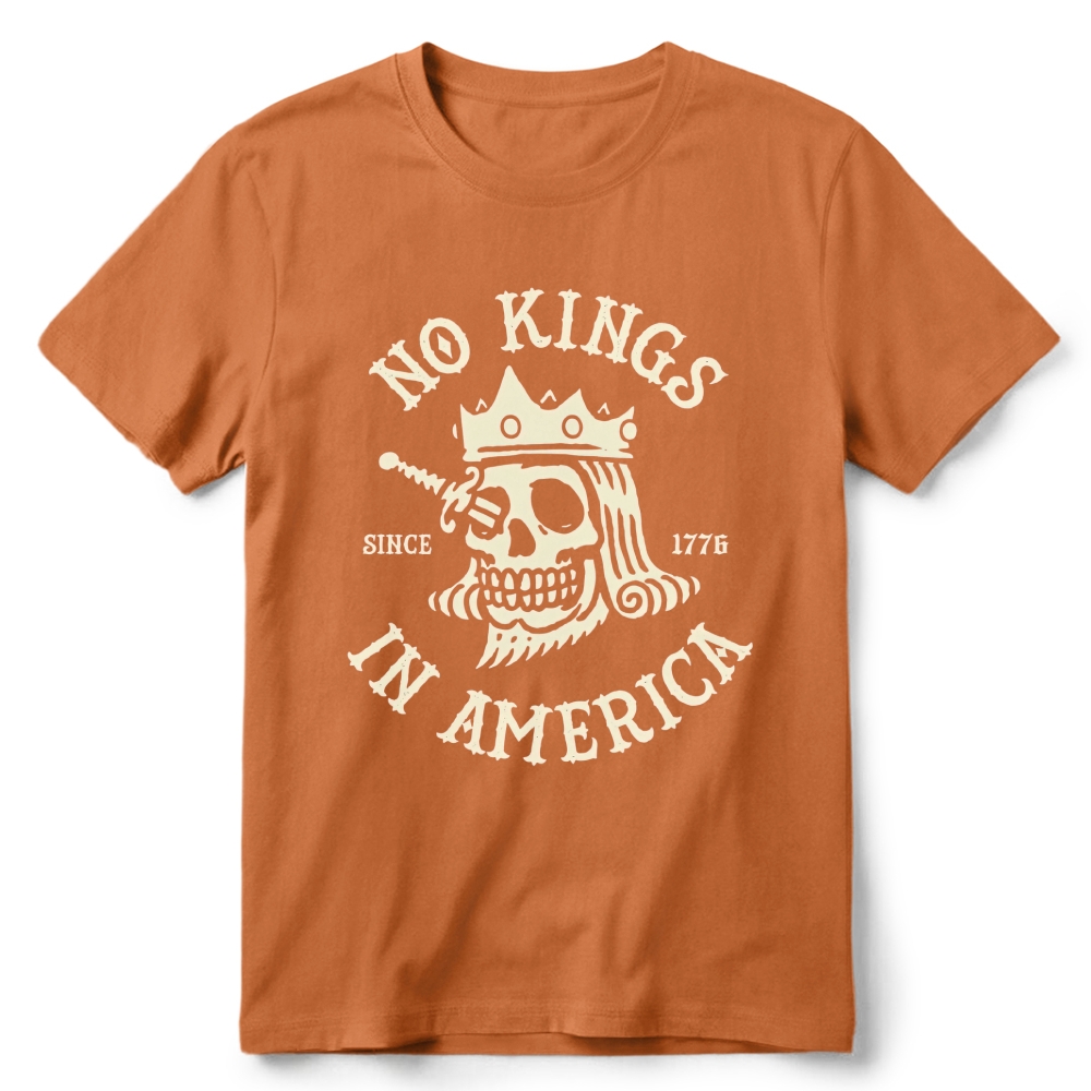 Patriotic Skull Crown Retro Cotton T-Shirt 