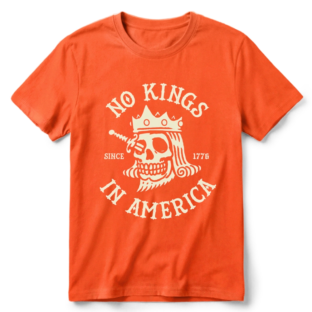 Patriotic Skull Crown Retro Cotton T-Shirt 