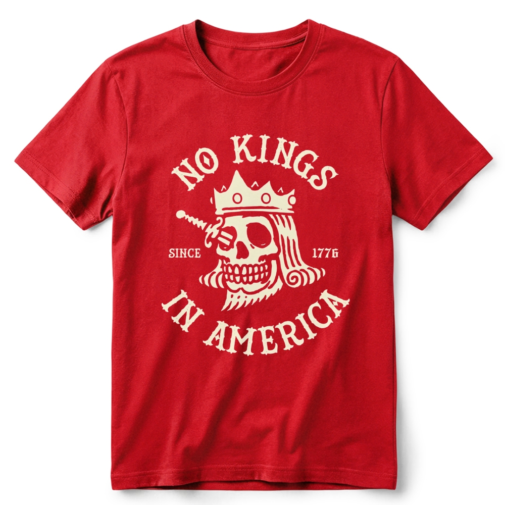 Patriotic Skull Crown Retro Cotton T-Shirt 