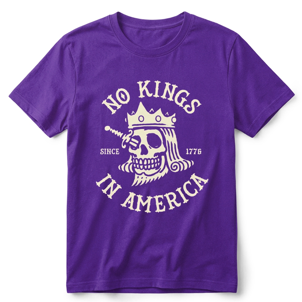 Patriotic Skull Crown Retro Cotton T-Shirt 