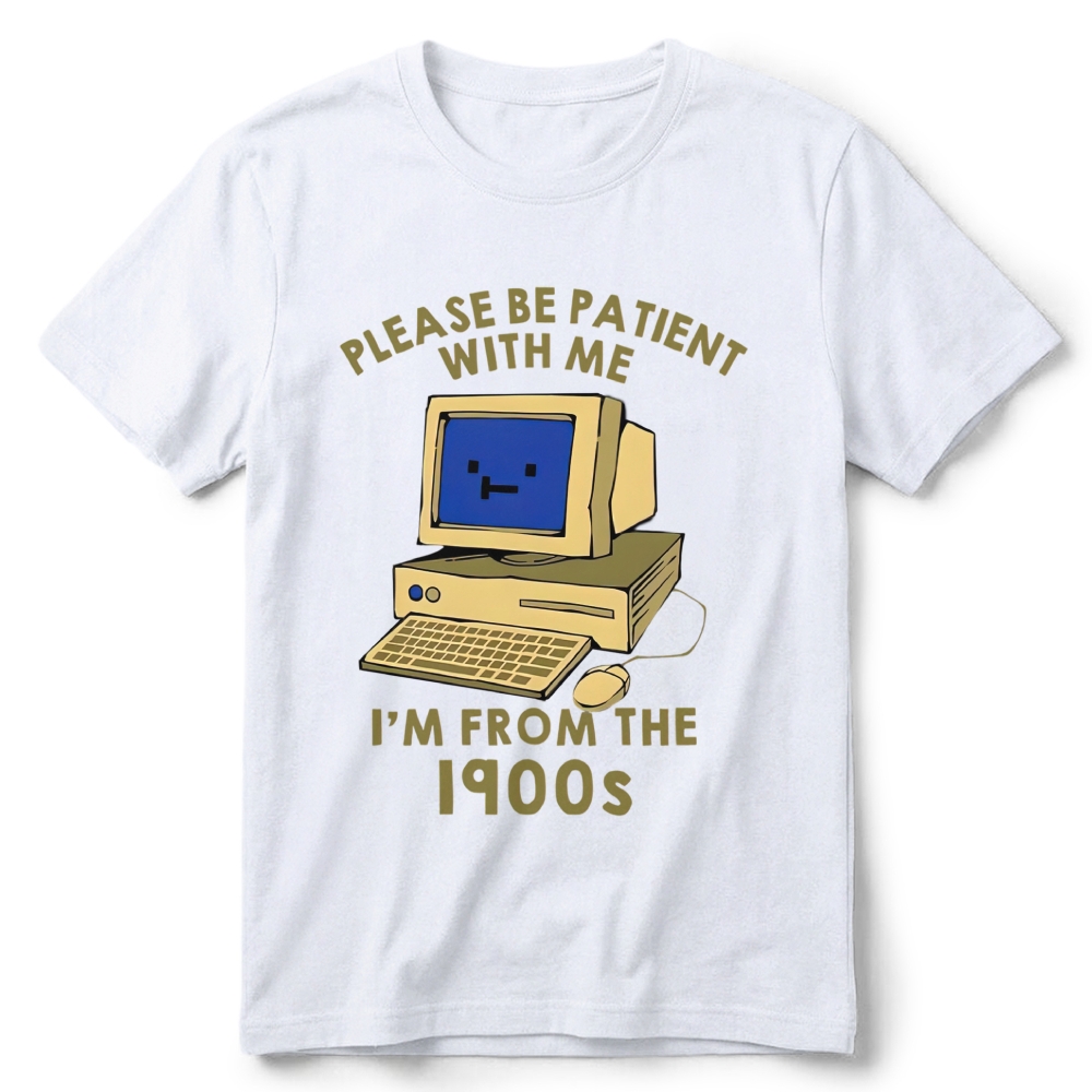Old Desktop Computer Pixel Art Retro Cotton T-Shirt 
