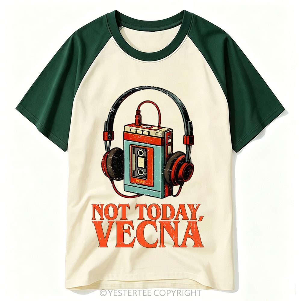 80s Walkman Headphones Horror Parody Slogan Baseball T-shirt 
