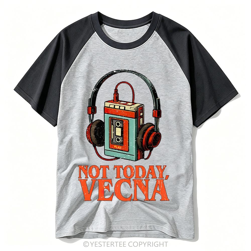 80s Walkman Headphones Horror Parody Slogan Baseball T-shirt 