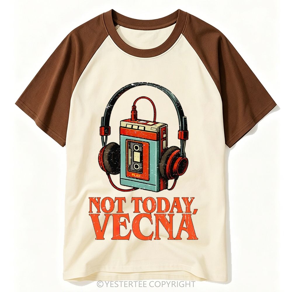 80s Walkman Headphones Horror Parody Slogan Baseball T-shirt 