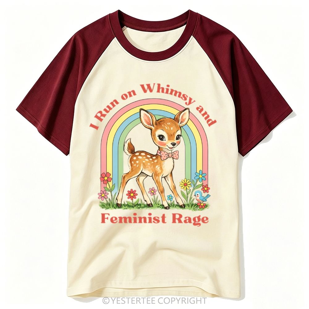 Cottagecore Rainbow Fawn Floral Feminist Slogan Baseball T-shirt