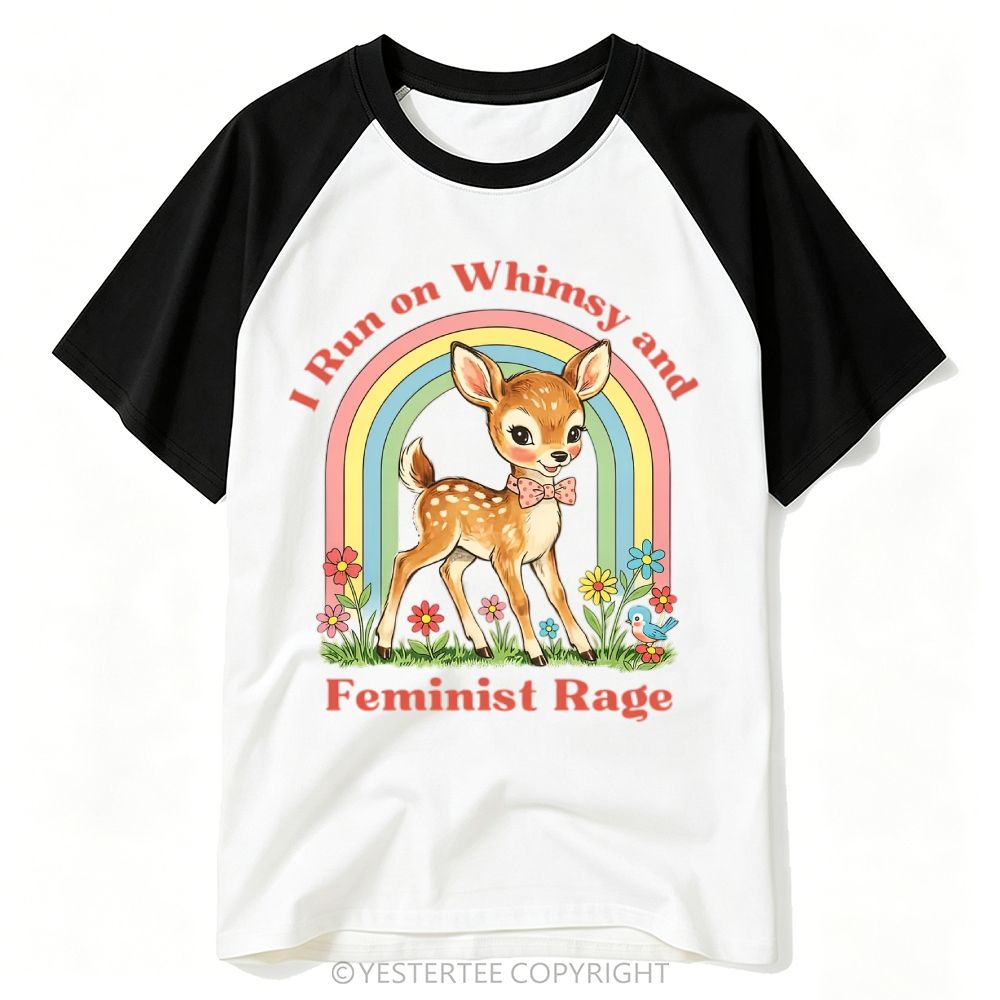 Cottagecore Rainbow Fawn Floral Feminist Slogan Baseball T-shirt