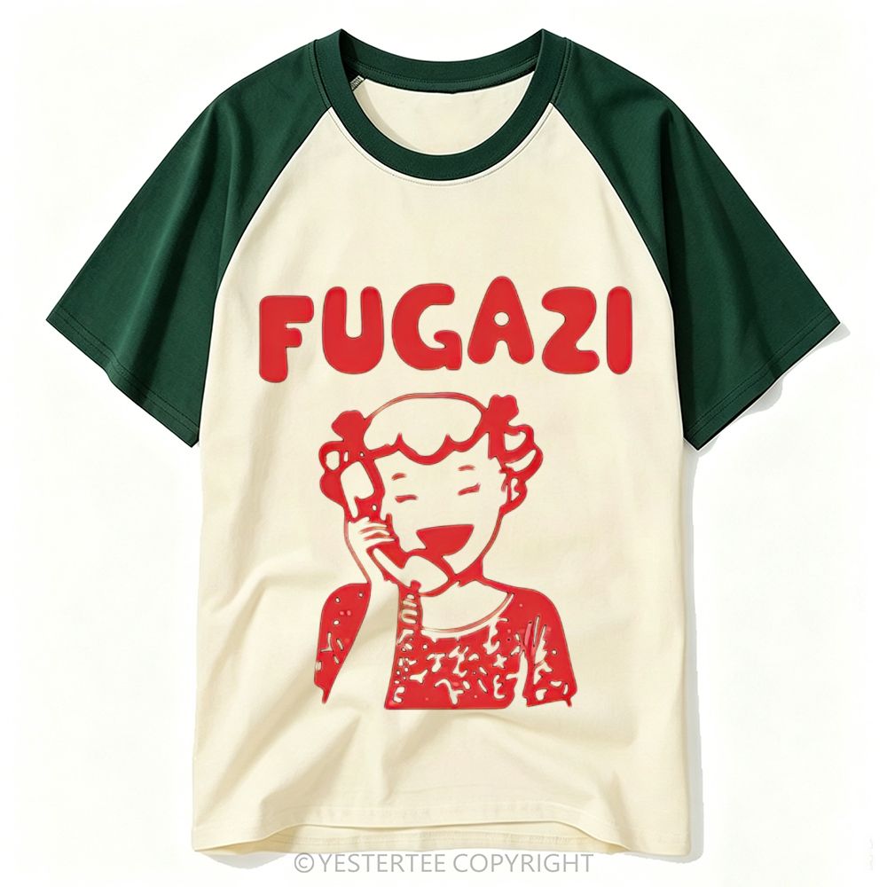 90s Punk Band Fugazi Retro Phone Girl Minimal Red Graphic Baseball T-shirt