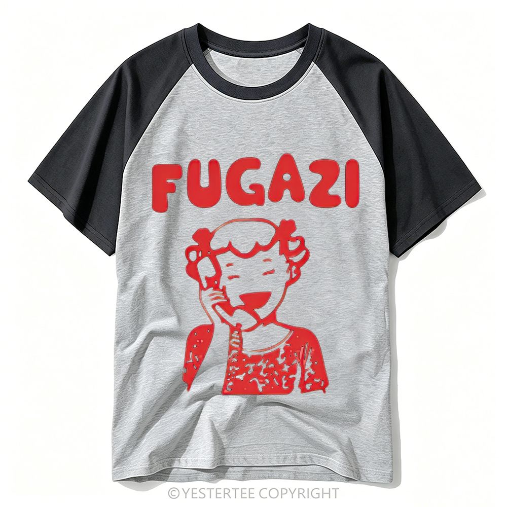 90s Punk Band Fugazi Retro Phone Girl Minimal Red Graphic Baseball T-shirt