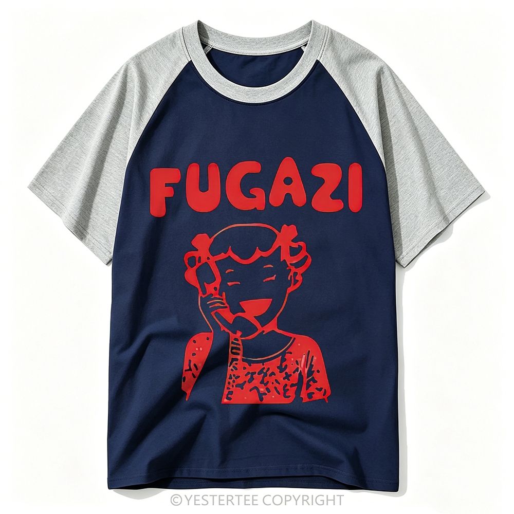 90s Punk Band Fugazi Retro Phone Girl Minimal Red Graphic Baseball T-shirt